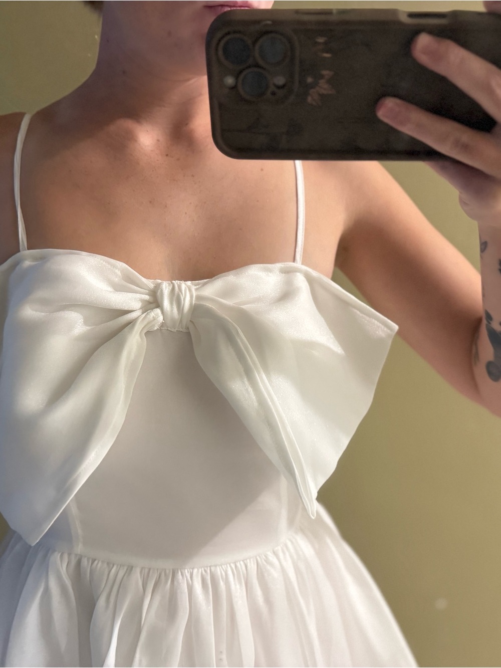 Altar'd State White Bow-Front Mini Dress